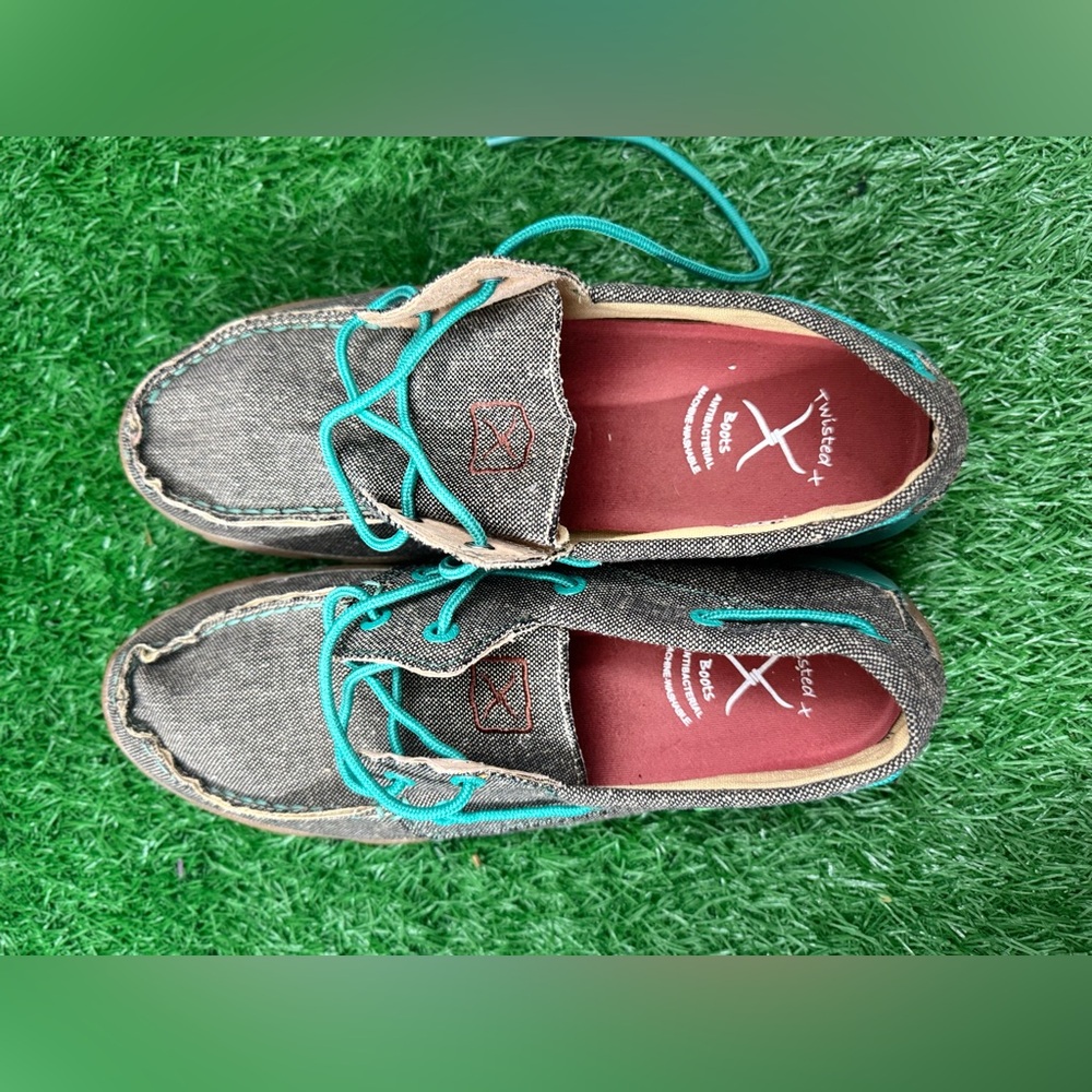 Twisted X Women's Eco TWX Dust and Teal Driving Moc Size 8.5‎